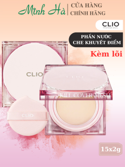 Phấn nước Clio Kill Cover Mesh Glow Cushion 15gx2 (kèm lõi) che phủ tốt, căng bóng da