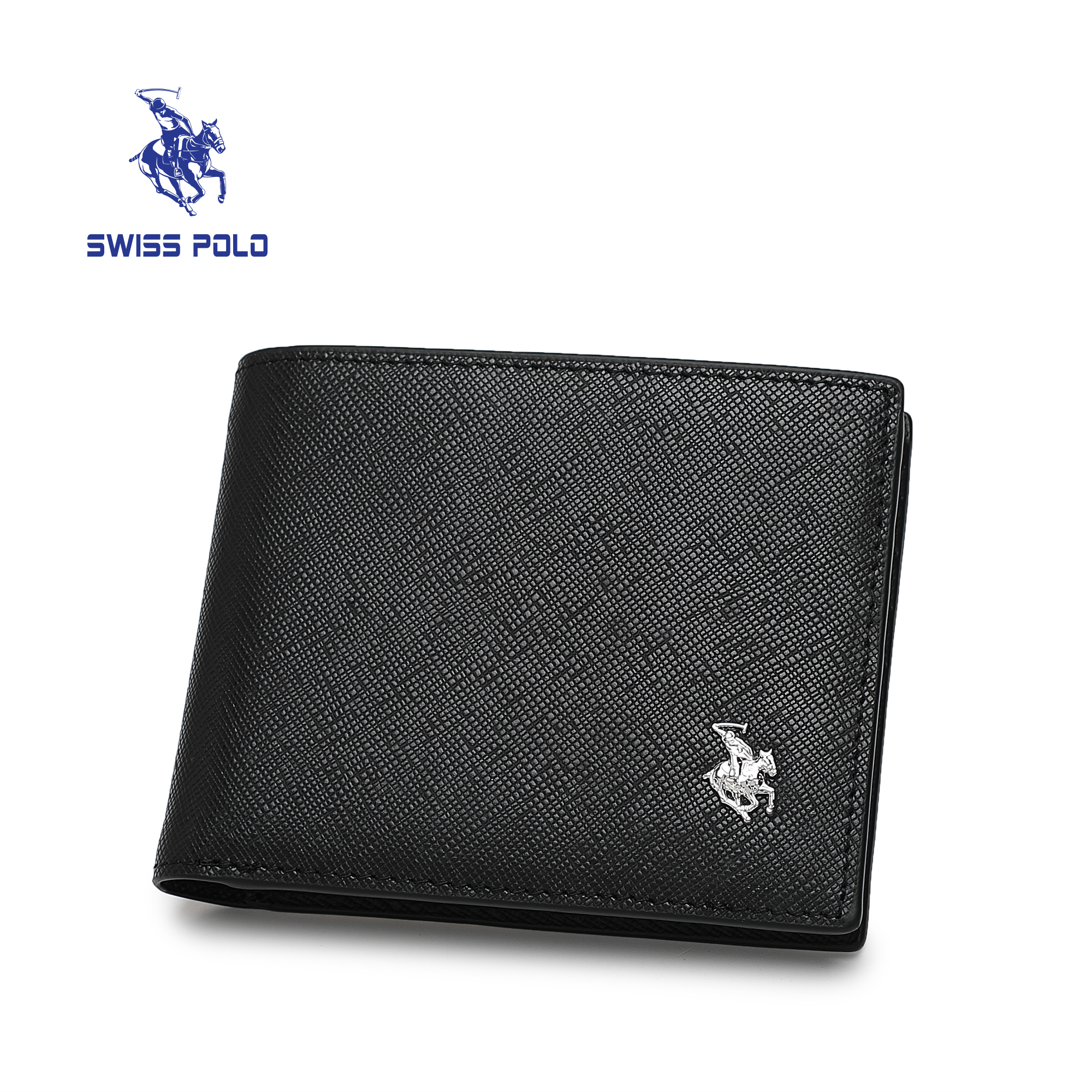 SWISS POLO Genuine Leather RFID Short Wallet SW 179-5 BLACK