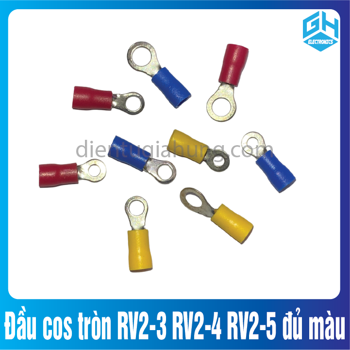 Đầu cos tròn rv2-3 rv2-4 rv2-5 các màu đầu cốt chữ o, đầu cos, cos vòng