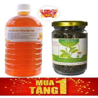 Mật ong Hoa Rừng Cao Cấp 1 lít Tặng kèm 100gr Trà OLong Tứ Quý