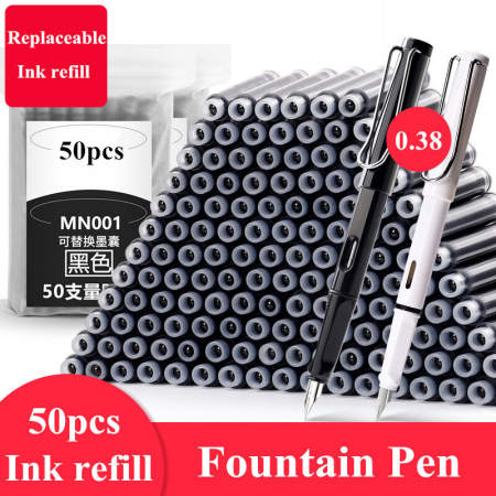 0.38mm Fountain Pen Set with 50 Refills, School & Office