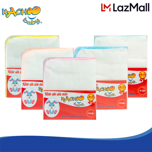 Khăn sữa cho bé KACHOOBABY vải Nhật mềm mịn thấm hút kích thước 24 x 28cm bịch 10 cái 4 lớp dùng lau mặt, thấm sữa, tắm bé