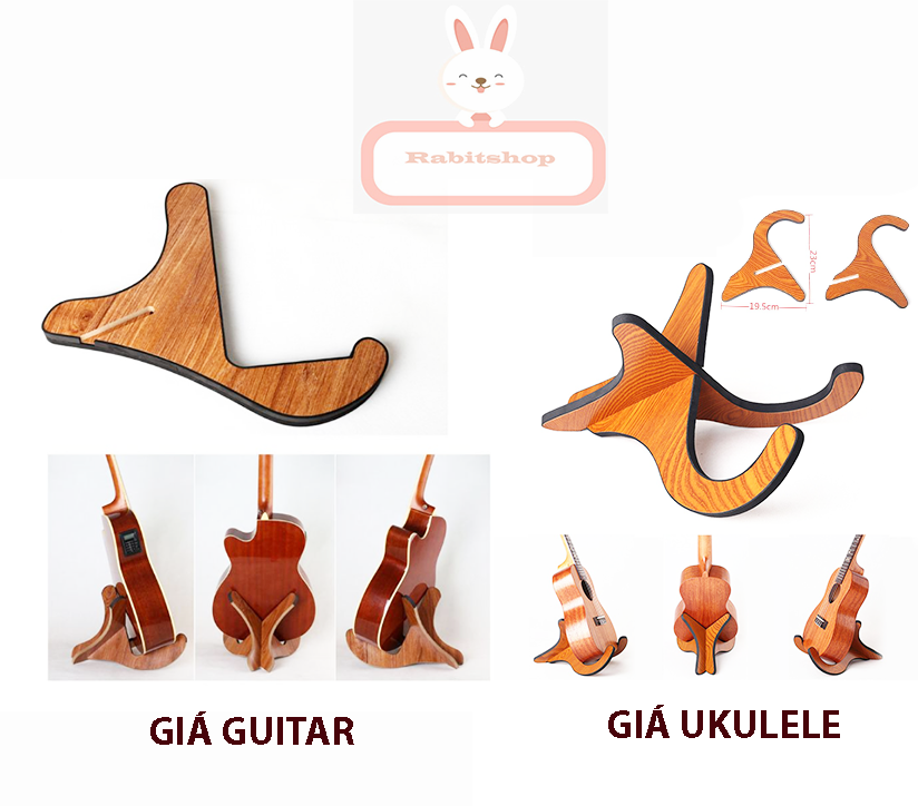 Giá đỡ bằng gỗ để sàn cho đàn guitar,ukulele GẤP GỌN cao cấp tiện dụng