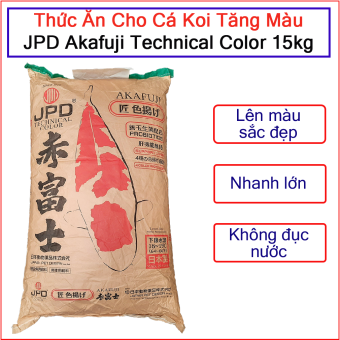 Thức ăn cho cá koi tăng màu JPD Akafuji Technical Color bao 15kg giúp cá koi lên màu sắc đẹp, nhanh lớn, không làm đục nước (sản xuất tại Nhật Bản)