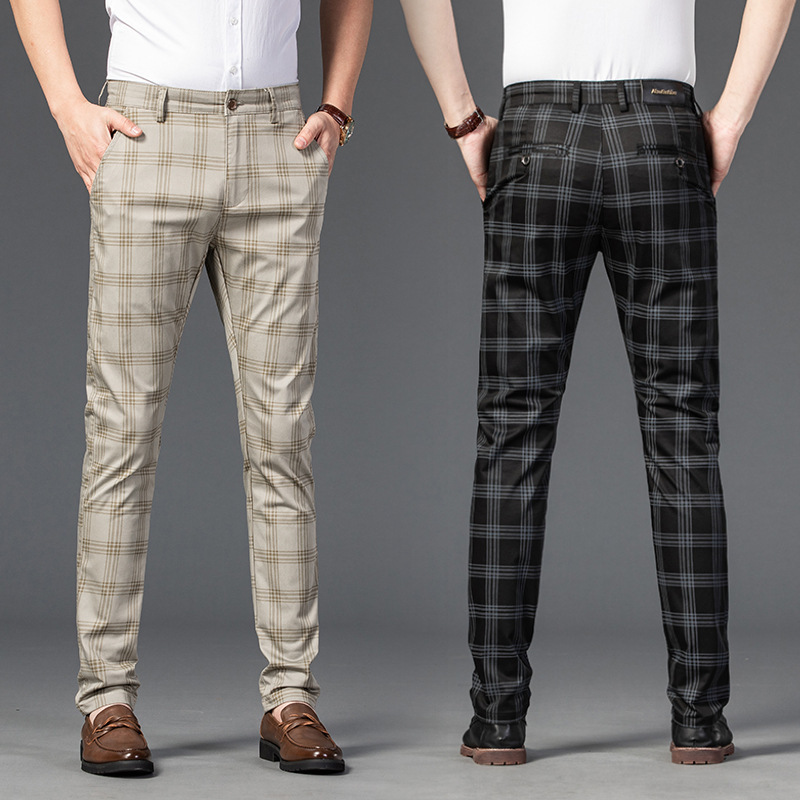 Checked formal store pants