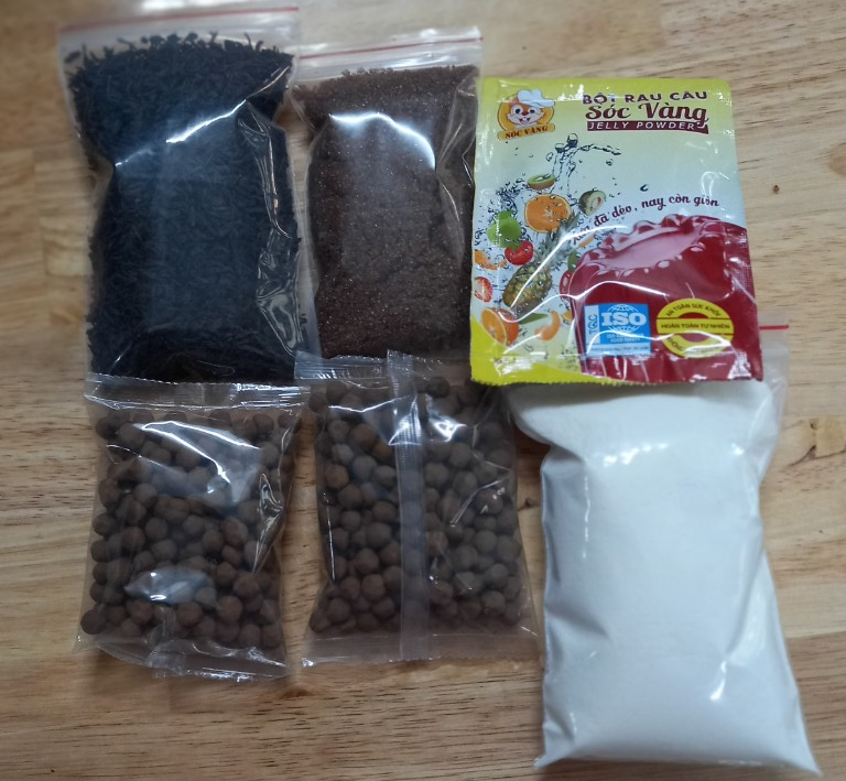 FREE SHIP MAX - SÉT 5 NGUYÊN LIỆU LÀM TRÀ SỮA TRÂN CHÂU 20 - 30ly - PHÚC LONG (410G)  - NHIỀU TOPING - KÈM HƯỠNG DẪN