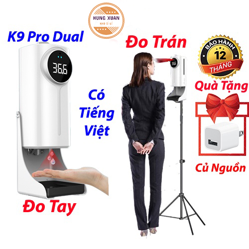 MÁY SÁT KHUẨN TỰ ĐỘNG K9 PRO DUAL KÈM ĐO THÂN NHIỆT 2 TRONG 1 . CÓ CẢM BIẾN TRÊN TRÁN MANG LẠI ĐỘ CHÍNH SÁC CAO ( bảo hành 12 tháng)