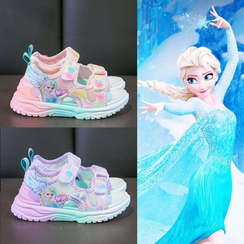 Sandal cho bé gái in hình Elsa thoáng khí êm chân Dép xăng đan đi học bé gái STL55