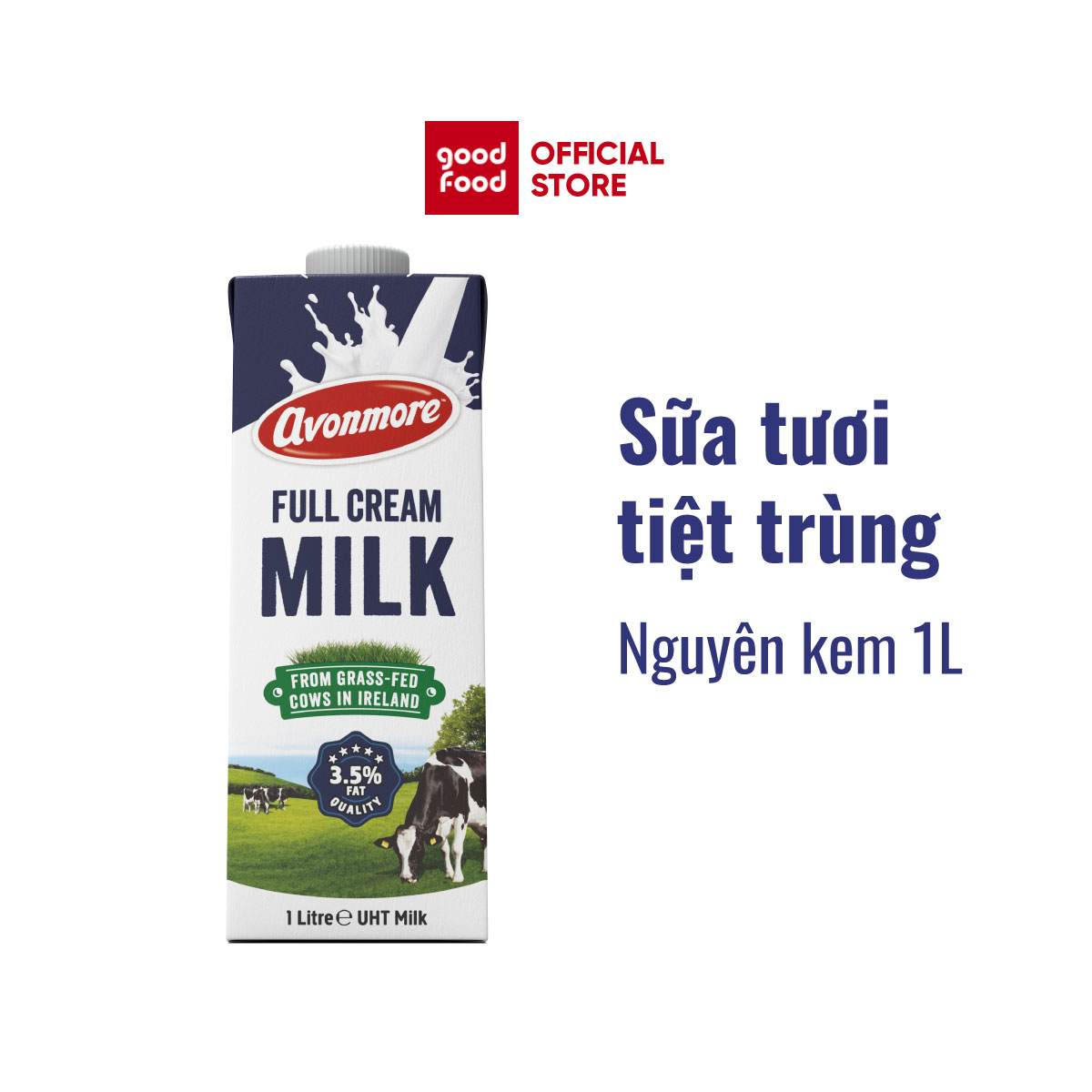Sữa tươi nguyên chất tiệt trùng (không đường) Avonmore UHT Full Cream Milk 1L giàu chất dinh dưỡng tốt cho sức khỏe