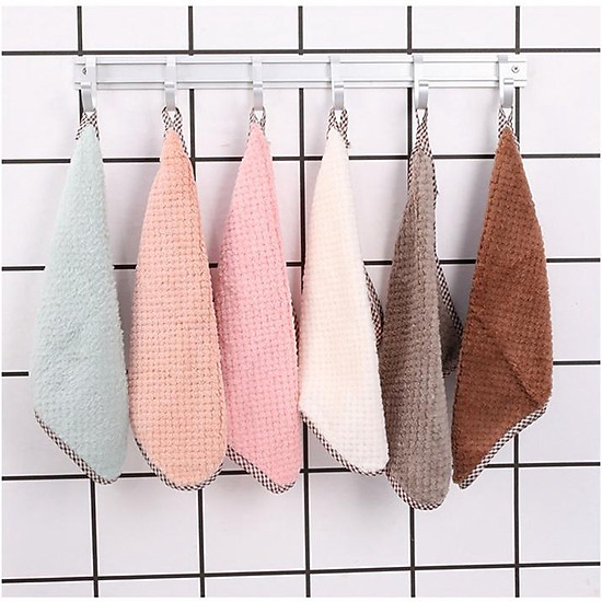 Khăn lau tay, lau bếp sợi len có móc treo tiện dụng, thấm hút tốt, mềm mịn