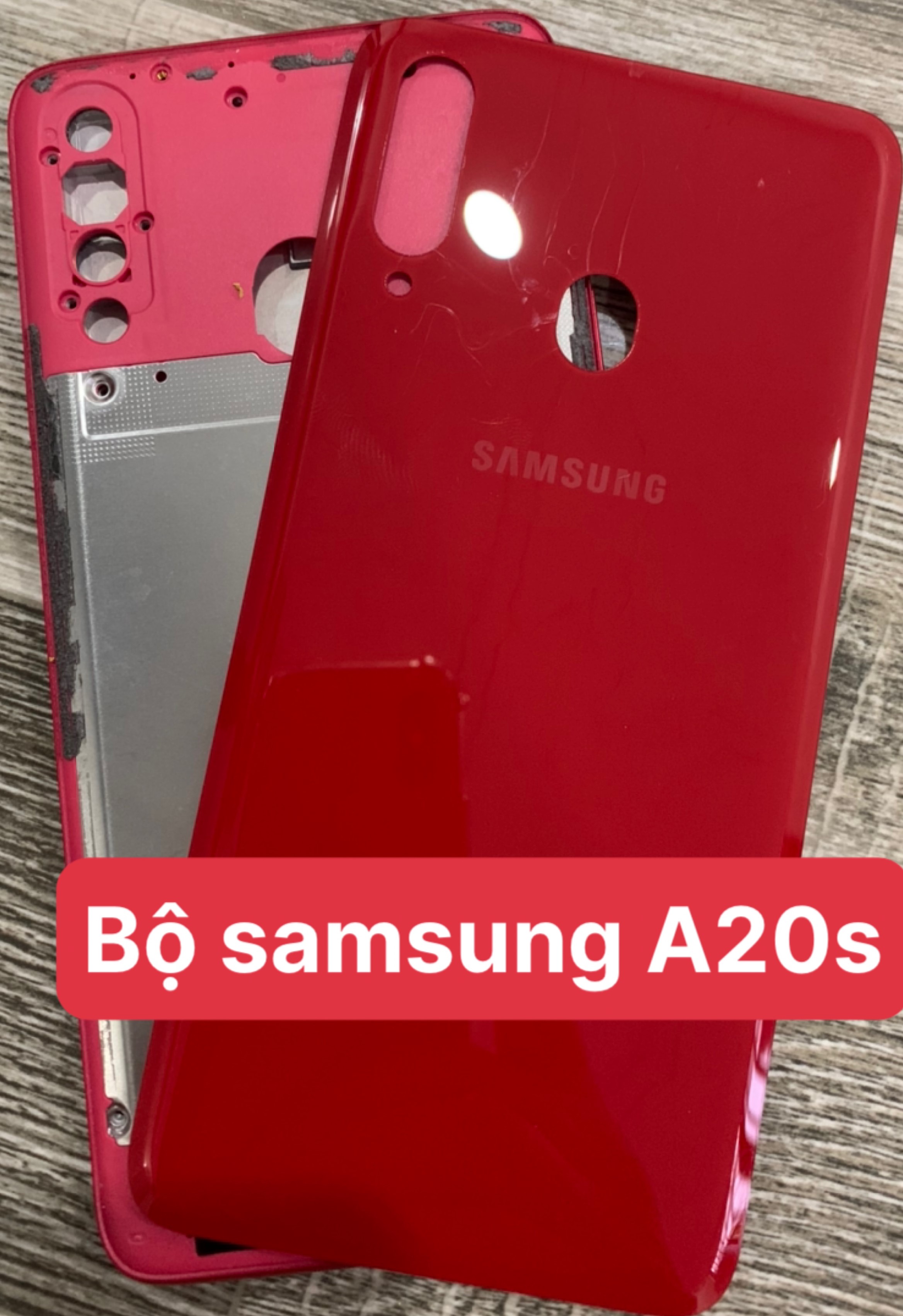 Bộ vỏ điện thoại zin hãng samsung A20s . gồm lưng, sườn, phím bấm,