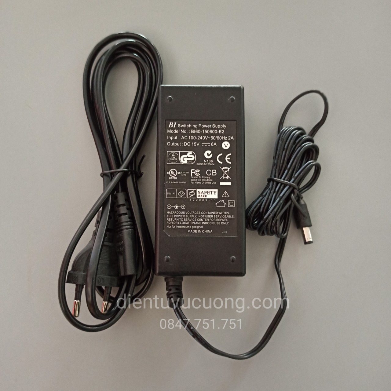 Nguồn adapter sạc cho loa kéo dc 15v/6a