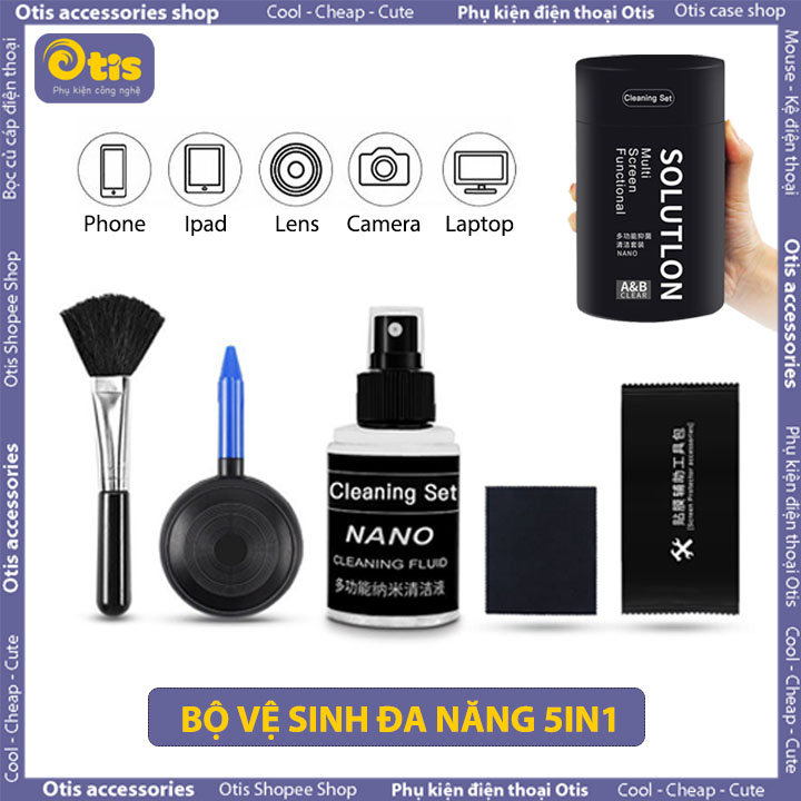 Bộ dụng cụ vệ sinh laptop 5 trong 1. bộ vệ sinh màn hình, bàn phím laptop ipad điện thoại