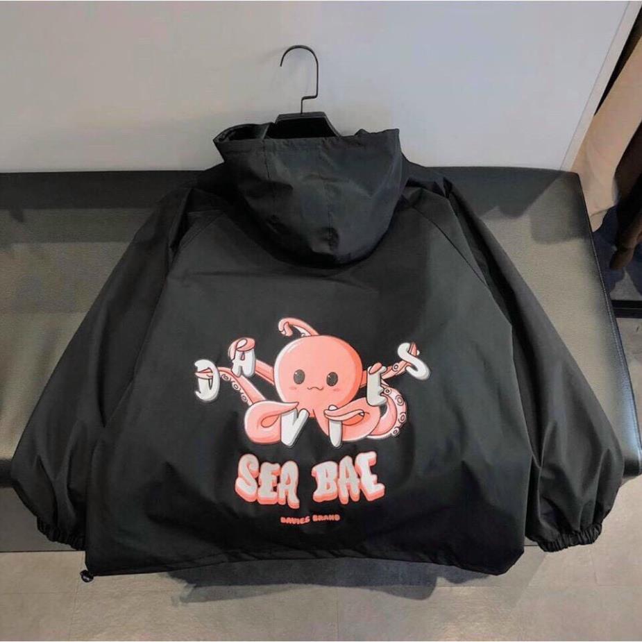 Áo khoác dù SEA BAE Bạch tuộc cảm xúc Unisex Form Rộng Nam nữ chất dù 2 lớp Chống nắng tốt - Ginstore 003