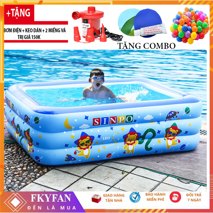 [tặng bơm+bóng+bộ vá bể] HỒ BƠI PHAO CHO BÉ 1m2,1m3,1m5,1m8,2m1,2m6. bể bơi trẻ em mini gia đình, tam be boi tre em, Bể bơi phao Cỡ lớn cho bé và gia đình - Bể bơi phao 3 Tầng cỡ lớn loại dày tặng kèm Miếng Vá, hồ tắm cho trẻ em