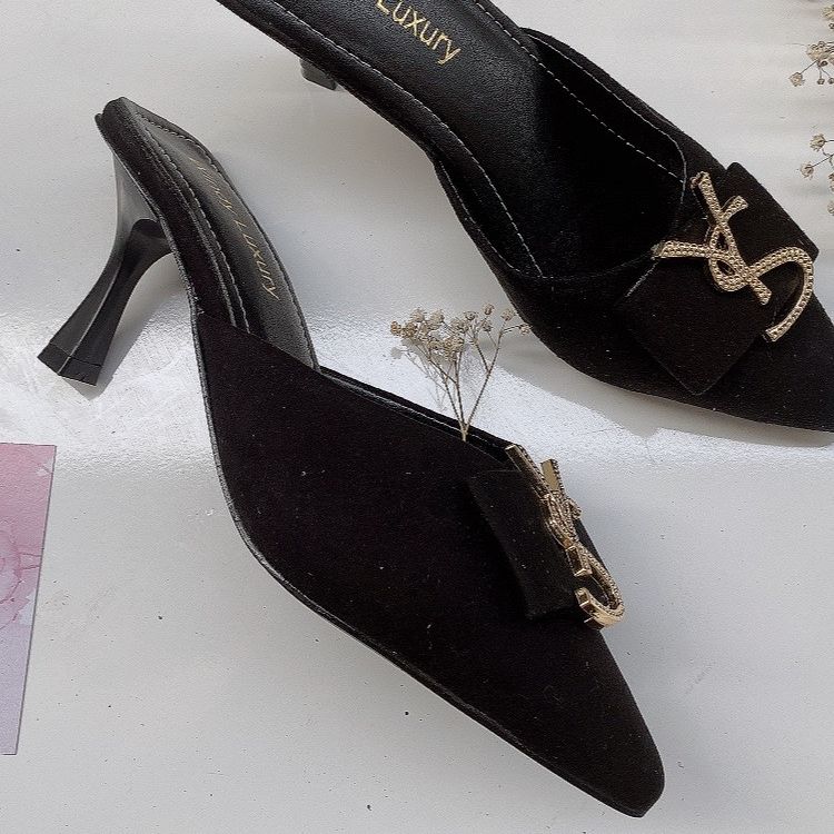 Giày cao gót mũi nhọn YS, chất liệu nhung, đế nhọn cao 5cm sang chảnh và thanh lịch