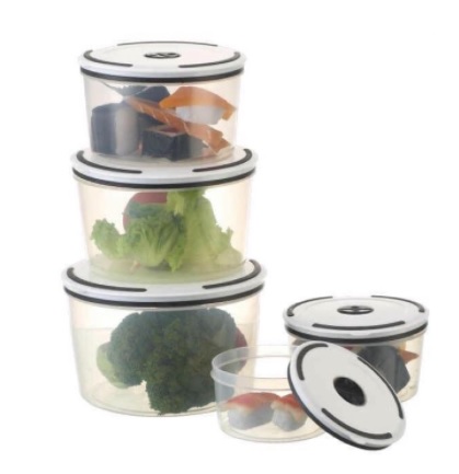 Set 5 Hộp nhựa Tròn có nắp đậy kín đựng ngũ cốc giữ ngăn nắp cho bếp, tủ lạnh. Hộp đựng rau củ thực phẩm để tủ lạnh an toàn cho mọi gia đình
