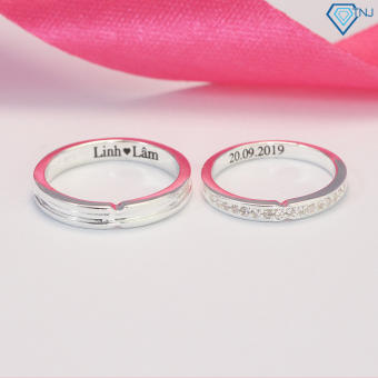Nhẫn cặp đôi bạc đẹp đơn giản khắc tên ND0398 - Trang Sức TNJ