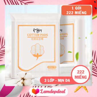 Bông tẩy trang, túi 222 miếng tẩy trang 3 lớp cotton pads tẩy trang nhanh chóng sạch đẹp dễ dàng sử dụng