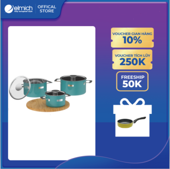 Bộ nồi Inox liền khối Elmich Hera EL-8130 size 16, 20, 22cm