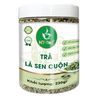 Trà Lá Sen cuộn NTFood hũ 230gr - Hỗ trợ giảm cân, Thanh nhiệt cơ thể, Cải thiện giấc ngủ - Nhất Tín Food