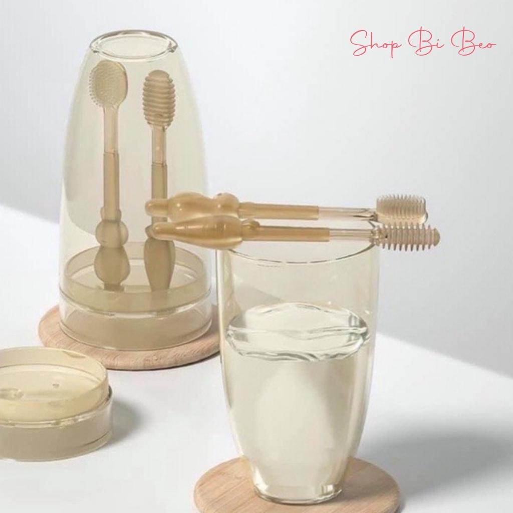 Combo bàn chải đánh răng rơ lưỡi và kem đánh răng cho bé silicone ori kids