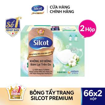 Bộ 2 hộp Bông tẩy trang cao cấp Silcot Premium 66 miếng/hộp