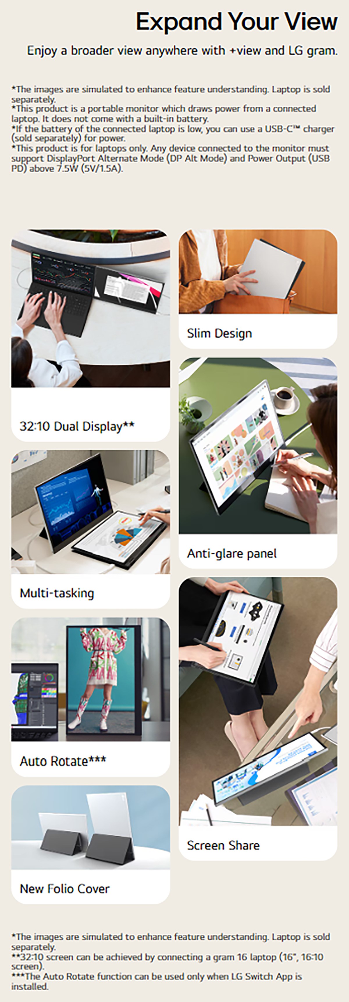 [Pre-Order] LG 16MR70.ASDA3 Gram +view WQXGA (2560 x 1600) Portable IPS Display | Folio Cover/Stand | Lightweight (670g) · v4