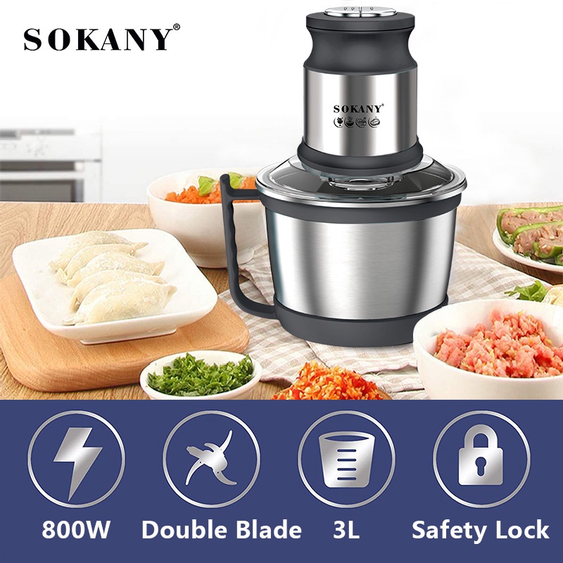 Máy xay thịt, máy xay đa năng sokany 3.0l, máy xay sokany xay nhuyễn mọi thứ, máy xay cối inox động cơ 100% lõi dồng cao cấp, tự ngắt khi qúa tải, máy sokay 2 chế độ xay và 4 lưỡi dao cực tiện lợi, máy xay thịt đa năng sokany