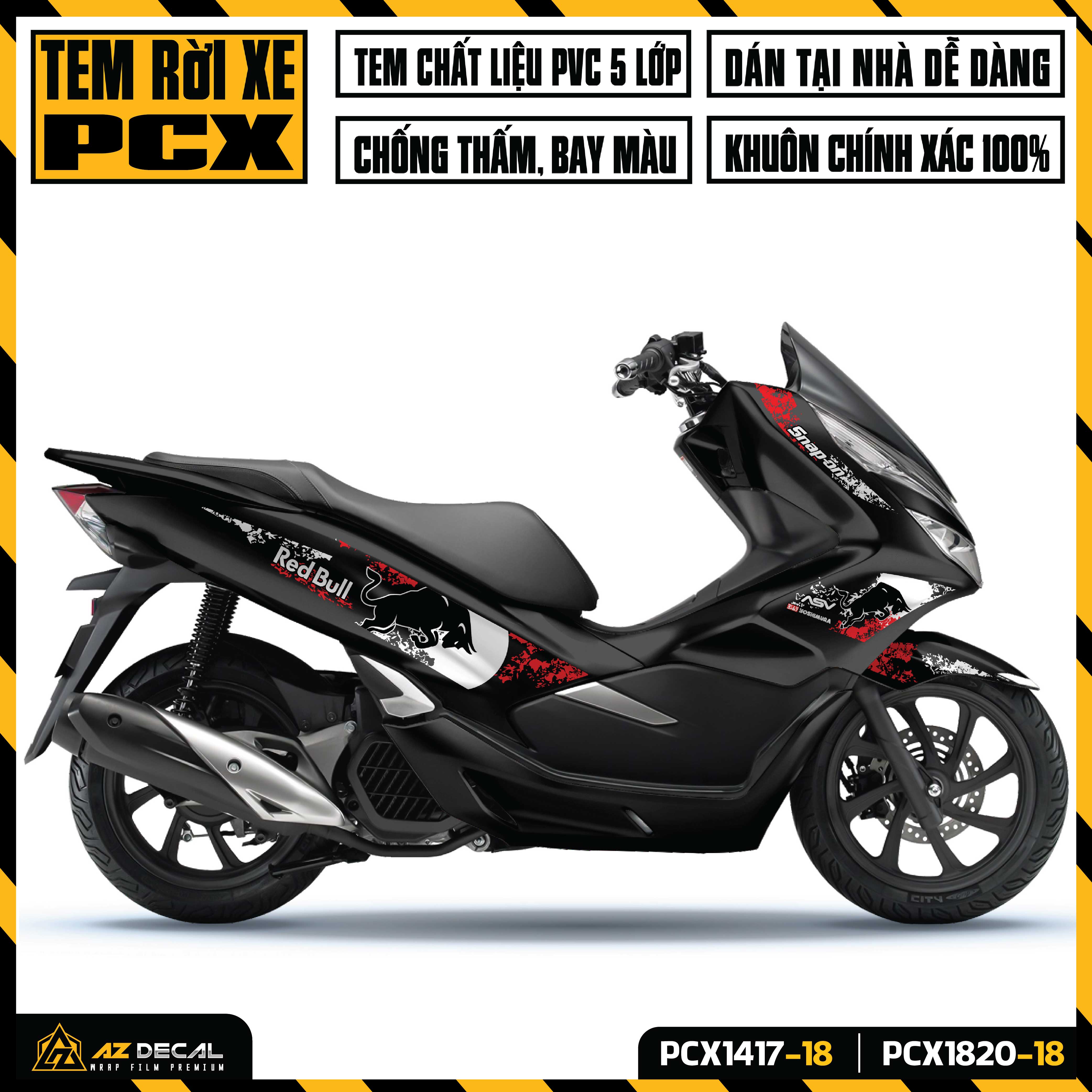 Tem Độ Xe PCX 125 150 160 Mẫu Redbull | PCX-18 | Decal Rời Dán Xe PCX 2014 - 2020 Chống Nước Bền Màu