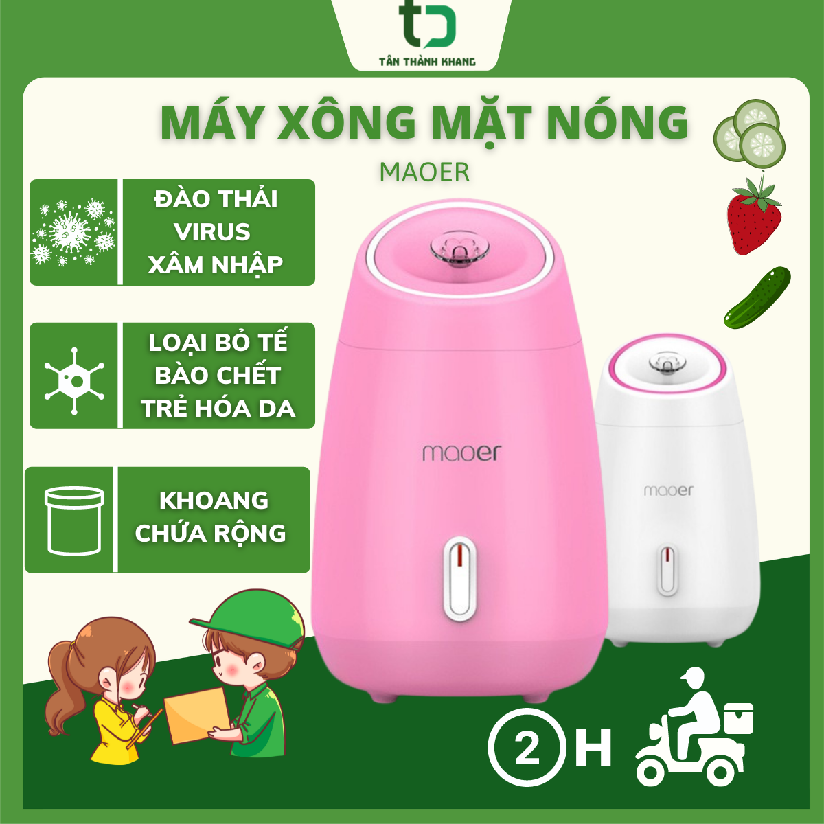 Máy xông hơi mặt Mooer, Hiệu quả nhanh sử dụng với hoa quả tự nhiên, giúp da sáng hơn ,căng mịn hơn