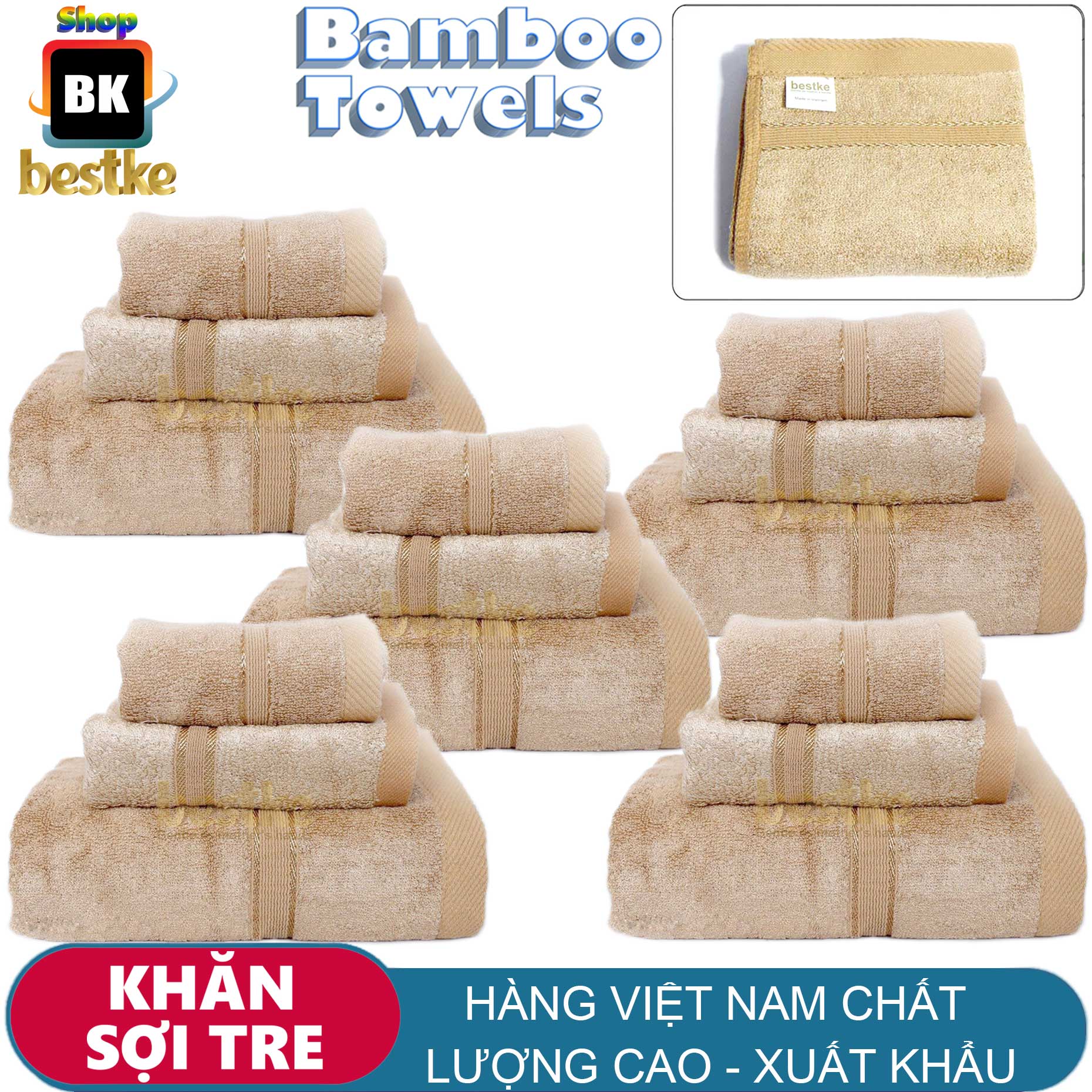 COMBO 15 khăn sợi tre bestke cao cấp , dùng cho cả trẻ em