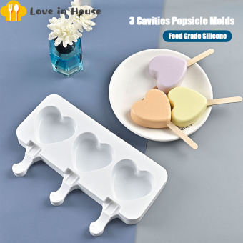 Khuôn Làm Kem Que Bằng Silicon Khuôn Làm Kem Tự Làm 4 Khoang Khuôn Làm Kem Trái Tim Khuôn Làm Kem Que Bằng Silicon Mềm Có Thể Tái Sử Dụng Khuôn Làm Bánh, Khuôn Làm Kem Để Tự Làm Kem Que