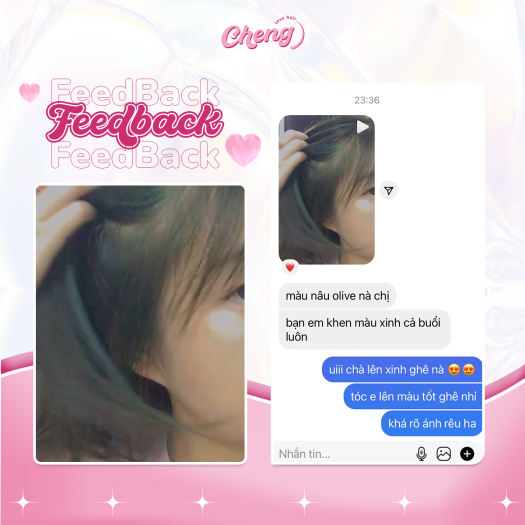 Nhuộm tóc màu Nâu Olive lên từ nền tóc nâu không cần dùng  tẩy tóc Chenglovehair, chengloveshair