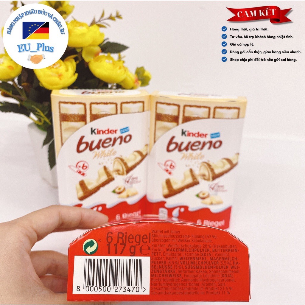 Bánh chocolate nhân hạt dẻ Kinder Bueno 117g 6 thanh / Kinder Cards 5 thanh 128g