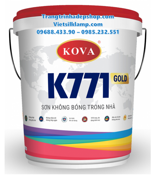 Sơn màu nội thất - Sơn không bóng trong nhà KOVA K771-GOLD (20kg)