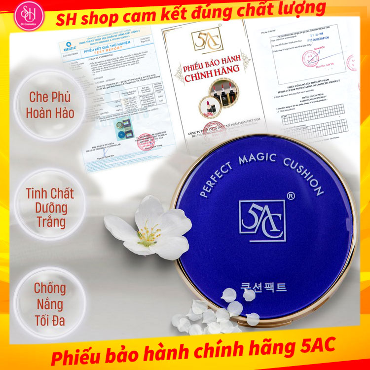 Cushion Phấn nước trang điểm kiềm dầu dưỡng da giữ ẩm che phủ cao bền màu lâu trôi ngừa lão hóa chống nắng 5AC Hàn Quốc 15g [PHIẾU BẢO HÀNH CHÍNH HÃNG]