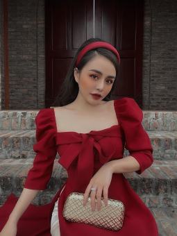 Áo dài cách tân cột nơ xinh xỉu