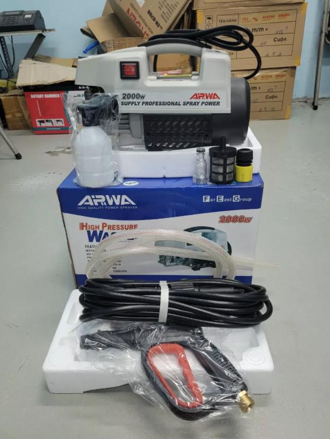 Máy rửa xe mini gia đình,cao áp công suất mạnh 2000w,máy rửa xe arwa aw-6625 , máy rửa xe công suất lớn , máy vệ sinh xe , nền nhà , tường bám bẩn , công suất 2000w. bảo hành 12 tháng.