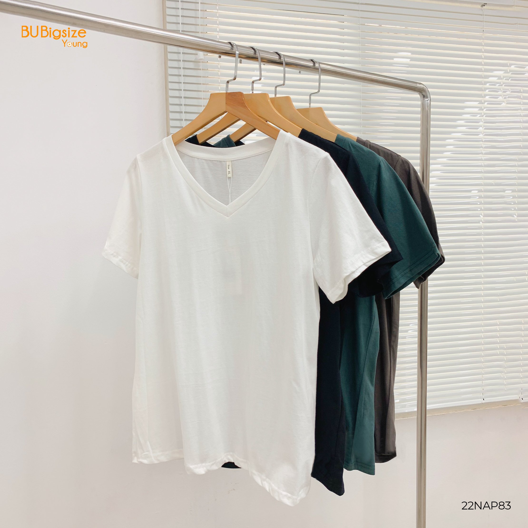 Áo phông trơn cổ v bigsize - 22nap83 -