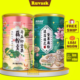Bột Củ Sen Mix hạt Dính Dưỡng 500Gr - Ngũ Cốc Giảm Cân Ăn Kiêng - Ngũ Cốc Hạt Hoa Quả Trái Cây Hạt Sấy Khô Oatmeal Yến Mạch Meizhoushike - Đồ Ăn Nội Địa Trung Quốc - Ngũ Cốc Ăn Sáng Trái Cây Mix Hạt Ăn Liền- Bánh Kẹo Ruvask