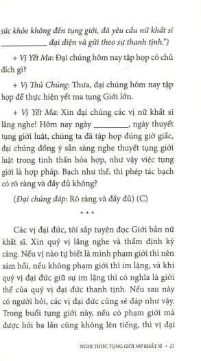 Giới Bản Khất Sĩ Tân Tu - Nghi Thức Tụng Giới Nữ Khất Sĩ - Thích Nhất Hạnh