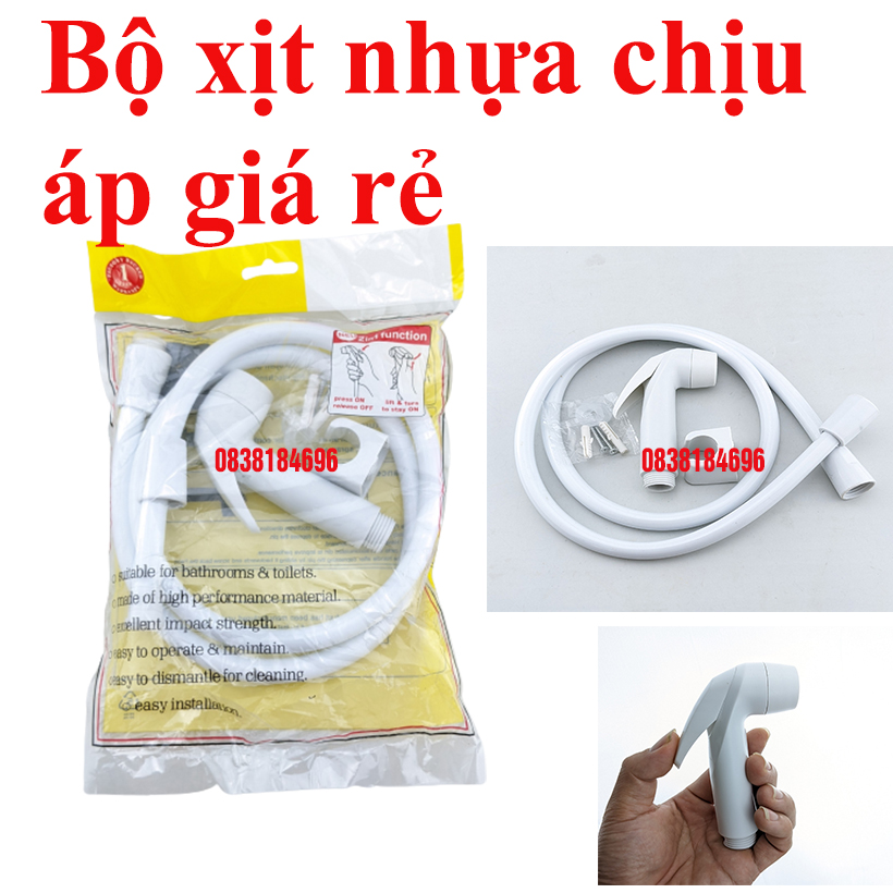 Bộ vòi xịt vệ sinh nhựa ABS màu trắng sứ bền và đẹp (Vòi xịt, gác cài, dây xịt), Bộ xịt nhựa vệ sinh Dây chịu áp giá rẻ, Bộ xịt vệ sinh nhựa, Bộ xịt toilet, Xịt vệ sinh, LỰA CHỌN< TAY< DÂY< BỘ XỊT  theo Ảnh