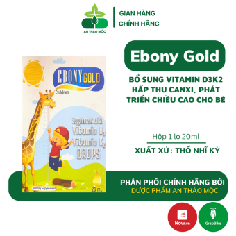 Ebony Gold bổ sung vitamin D3K2 giúp hấp thu canxi phát triển chiều cao cho bé