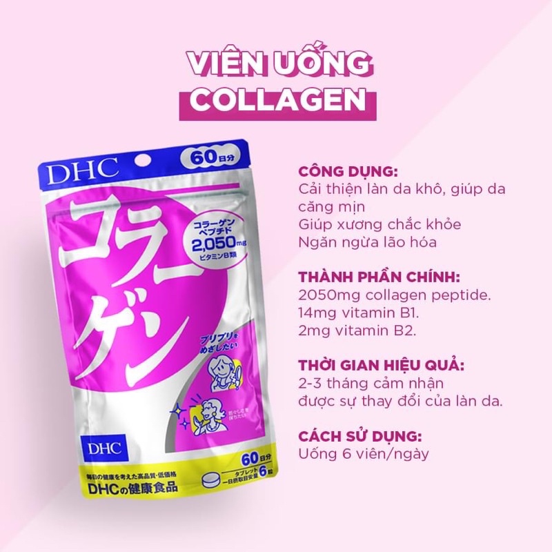 Viên Uống Bổ Sung Collagen DHC Collagen Nhật Bản - Gói 360 Viên Uống 60 Ngày