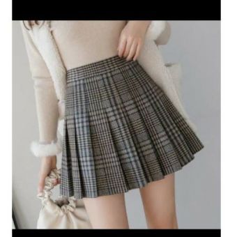 Chân váy kẻ xám xếp ly C045 có quần trong