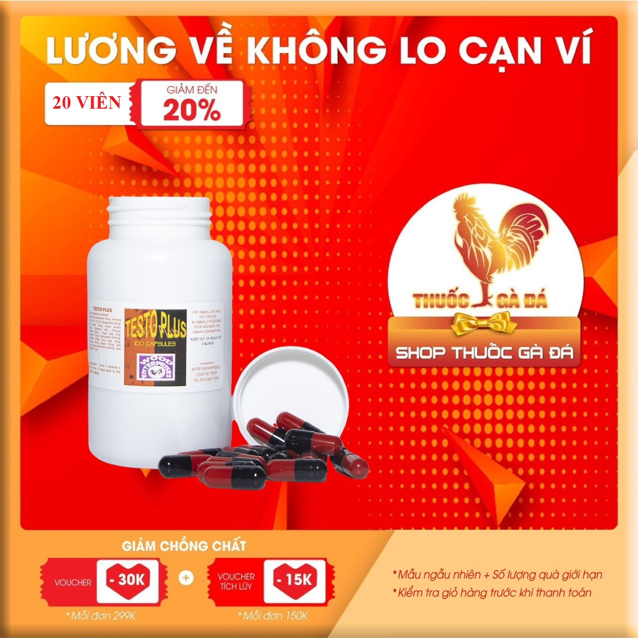 TESTO PLUS Tăng tính hung hăng, hiếu chiến, giúp gà cự yếu, chậm cự, gà rót cự mạnh