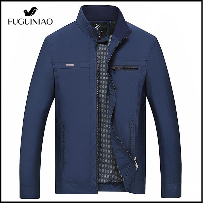 Fuguiniao áo khoác bomber công sở trung niên áo khoác thường ngày cho cha màu xanh dương m-3xl