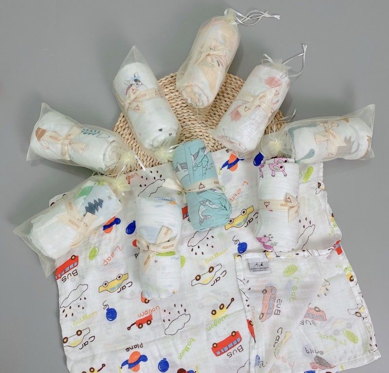 Khăn Aden sợi tre quy cách túi lưới rút cao cấp cho bé