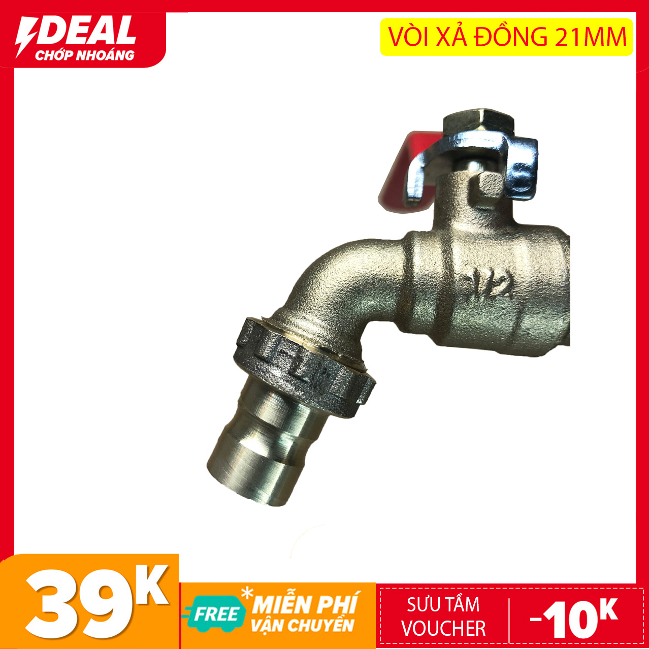 Vòi nước 21mm bằng đồng TOPR - vòi xả 21mm - Tặng kèm băng tan
